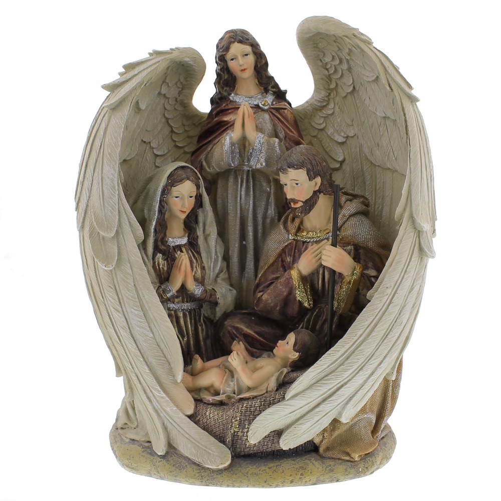 Holy Family Nativity in Angel Wings Statue 12.5 inch MPN31405