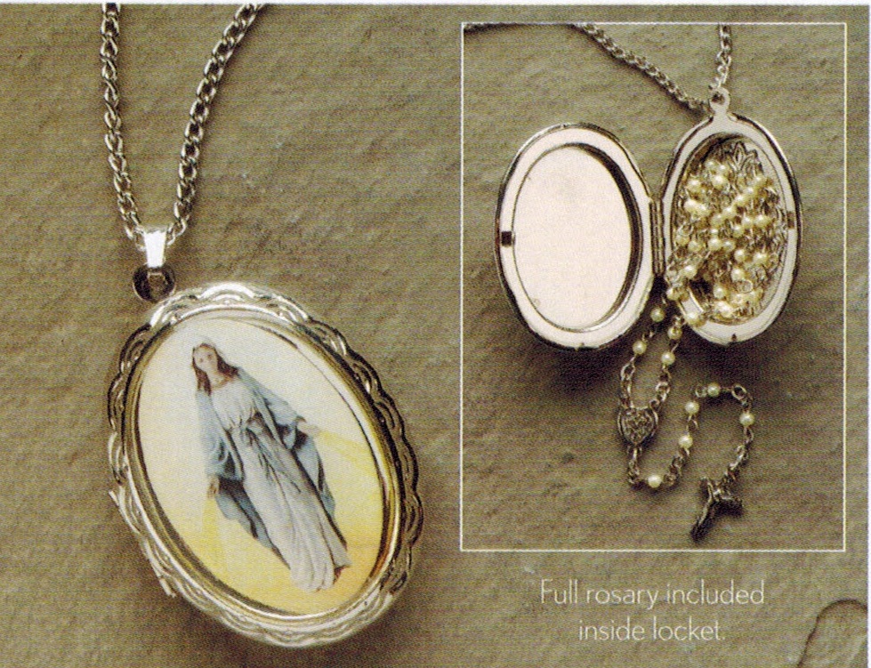 mary locket necklace with rosary inside mpn 61328 jewelry medals