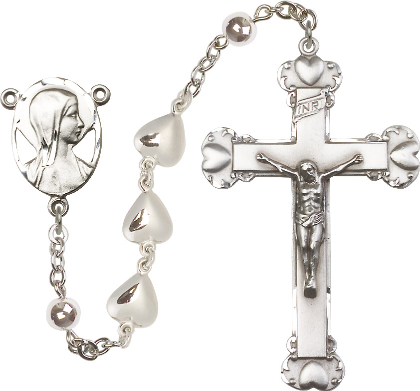Sterling Silver Rosary with Heart Shaped Beads MPNR0803SS Rosaries / Chaplets J