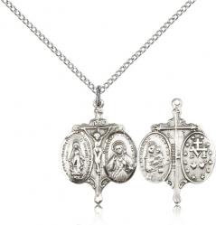  Mary Miraculous Medal NOVENA Pendant Sterling Silver 7/8 inch 