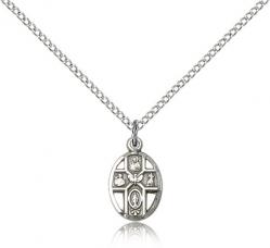 5-Way Catholic Cross Pendant Sterling Silver 1/2 inch 