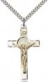  CRUCIFIX Pendant ST. BENEDICT CROSS Sterling & 14K Gold Filled 1-3/4 inch 