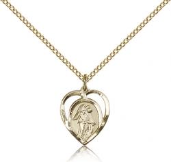  Pendant Guardian Angel Heart Gold Filled 5/8 inch 