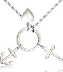  FAITH, HOPE & CHARITY Pendant Sterling 1-1/4 inch 
