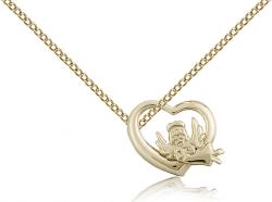  Pendant Guardian Angel Heart Gold Filled 1/2 inch 