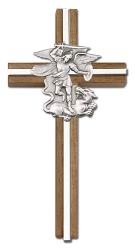  Cross St. Michael the Archangel Walnut/Silver 6\" 
