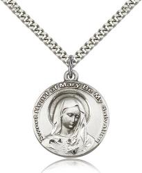  Mary Immaculate Heart Pendant Sterling 1 inch 
