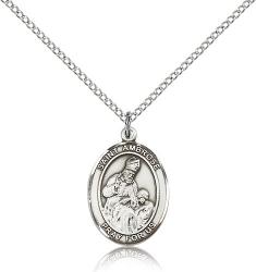  St. Ambrose Medal - Sterling Silver - 3 Sizes 