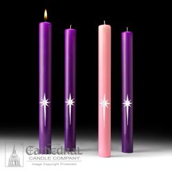  Advent Candle Set STAR OF THE MAGI 51% Beeswax  1-1/2\" x 16\" 