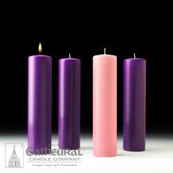  Advent Candle Set 3\" x 8\"  PARAFFIN (PURPLE / ROSE) 