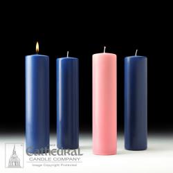  Advent Candle Set 3\" x 8\" PARAFFIN (SARUM BLUE/ROSE) 