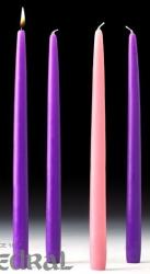  Advent Candle Tapers 12\" Boxed Set of 4 (3 Purple/1 Rose) QTY DISCOUNT 