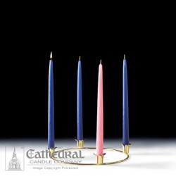  Advent Wreath Tabletop Brass 10\" with Candles (3 Blue/1 Rose) QTY DISCOUNT 