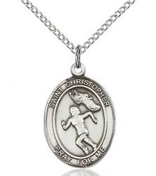  Sport Medal St. Christopher Female Track & Field, Sterling Silver 