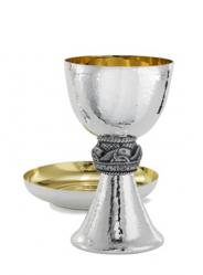  Chalice and Bowl Paten, Silver with Hammered Texture 