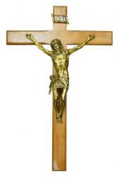  Crucifix 34\" Wood, Brass Corpus 