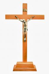  Crucifix Standing 12\" Wood, Brass Corpus 