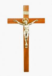  Crucifix 7.5\" Wood, Brass Corpus 