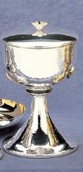  Ciborium, Silver, with Hammered Texture and Black Enamel 