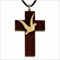  Pendant Wood Cross with Dove 10/PKG (QTY Discount $2.99 ea) 