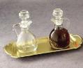  Cruet Set with Brass and lacquered Tray 