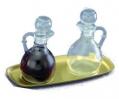  Cruet Set with Brass and lacquered Tray 