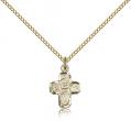  4-Way Catholic Medal Pendant, 14K Gold Filled 5/8 inch 