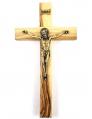  CRUCIFIX OLIVE WOOD 8 inch ANTIQUE GOLD CORPUS 