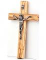  CRUCIFIX OLIVE WOOD 6.25 inch PEWTER CORPUS 