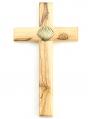  Cross Baptism Olive Wood with Shell Emblem 6 inch 