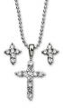  Pendant Cross & Earrings Set Cubic Zirconia 