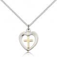  Pendant Cross & Heart Sterling 5/8 inch 