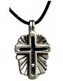 Pendant Cross on Black Cord Pewter 