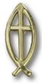  Lapel Pin Fish & Cross Gold 