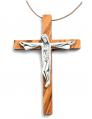  Pendant Crucifix Olivewood on Rope 2.5 inch 