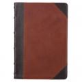  KJV Large Print Thinline Bible Two-Tone Merlot/Toffee Full Grain Leather 