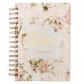  Christian Art Gifts Journal W/Scripture for Women His Grace 2 Corinthians 12:9 Bible Verse Pink Roses 192 Ruled Pages, Large Hardcover Notebook, Wire 