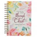  Christian Art Gifts Journal W/Scripture for Women All Things Through Christ Philippians 4:13 Bible Verse Bright Watercolor Floral 192 Ruled Pages, Lar 