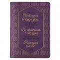  Christian Art Gifts Classic Journal Bless You & Keep You Num. 6:24-26 Inspirational Scripture Notebook, Ribbon Marker, Purple Faux Leather Flexcover, 
