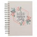  Christian Art Gifts Journal W/Scripture for Women Lord in My Strength & Song Psalm 118:14 Bible Verse Pink 192 Ruled Pages, Large Hardcover Notebook, 