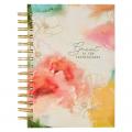 Christian Art Gifts Journal W/Scripture for Women Great Is Thy Faithfulness Watercolor Red/Yellow 192 Ruled Pages, Large Hardcover Notebook, Wire Boun 