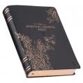  The Spiritual Growth Bible, Study Bible, NLT - New Living Translation Holy Bible, Faux Leather, Black Rose Gold Debossed Floral 