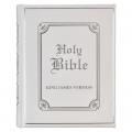  KJV Holy Bible, Classically Illustrated Heirloom Family Bible, Faux Leather Hardcover - Ribbon Markers, King James Version, White/Silver 