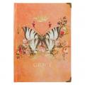  Christian Art Gifts Butterfly Journal W/Scripture Grace Eph. 2:8 Bible Verse Road/288 Ruled Pages, Large Hardcover Orange Notebook 