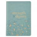  Christian Art Gifts Scripture Journal Strength Dignity Proverbs 31:25 Bible Verse Inspirational Faux Leather Notebook, Zipper Closure, 336 Ruled Pages 