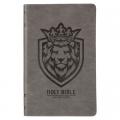  KJV Holy Bible, Gift Edition for Boys King James Version, Faux Leather Flexible Cover, Charcoal Gray Lion Emblem 