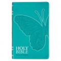  KJV Holy Bible, Gift Edition for Girls/Teens King James Version, Faux Leather Flexible Cover, Teal Butterfly 