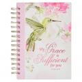  Christian Art Gifts Pink Journal W/Scripture My Grace Large Bible Verse Notebook, 192 Ruled Pages, 2 Cor. 12:9 Bible Verse 