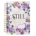  Christian Art Gifts Journal W/Scripture Be Still and Know Psalm 46:10 Bible Verse Purple Rose 192 Ruled Pages, Large Hardcover Notebook, Wire Bound 