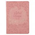  Christian Art Gifts Classic Journal Joyful in Hope Romans 12:2 Inspirational Scripture Notebook, Ribbon Marker, Pink Gold Floral Faux Leather Flexcove 